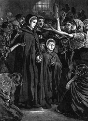 Elizabeth Fry et Anna Buxton visitant la prison de Newgate